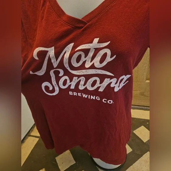 Womens Red V-Neck Brewery Top - Picture 2 of 4